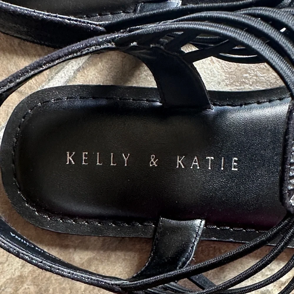 Kelly & Katie Black Sandals with Sparkling Accents - Picture 2 of 5